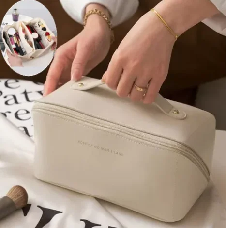 Necessaire de Viagem Grande Capacidade em Couro PU, Abertura Ampla - Imagem 2