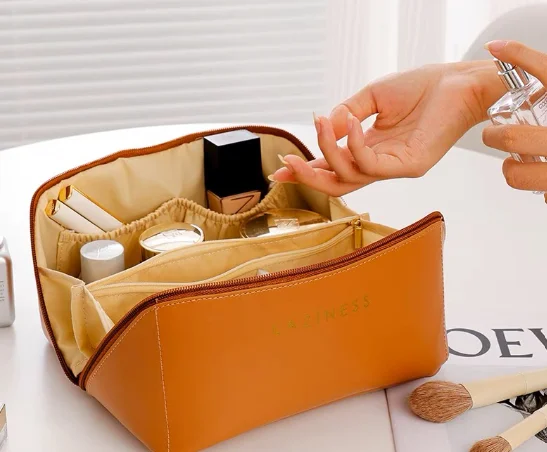 Necessaire de Viagem Grande Capacidade em Couro PU, Abertura Ampla - Imagem 4