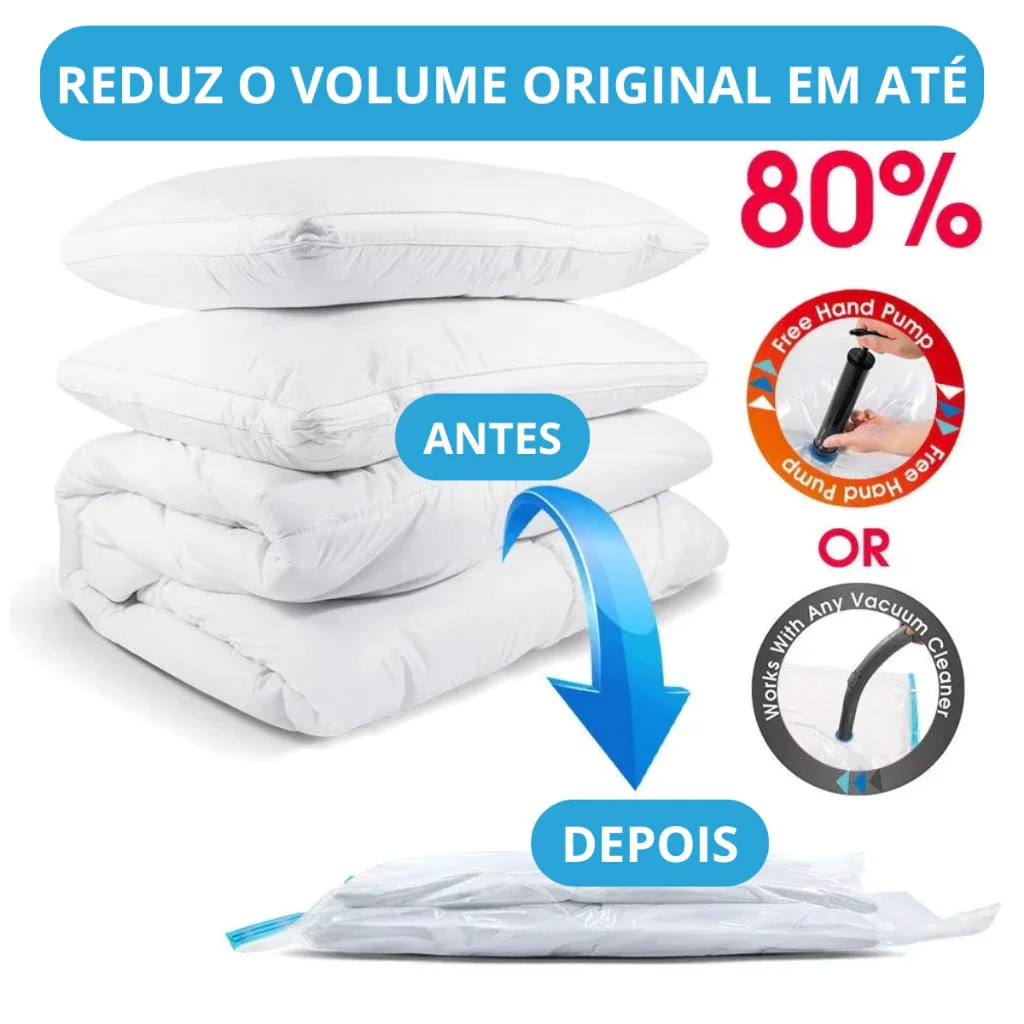Kit 5 Sacos a Vácuo para Roupas e Mala de Viagem, com ou sem Bomba - Imagem 2