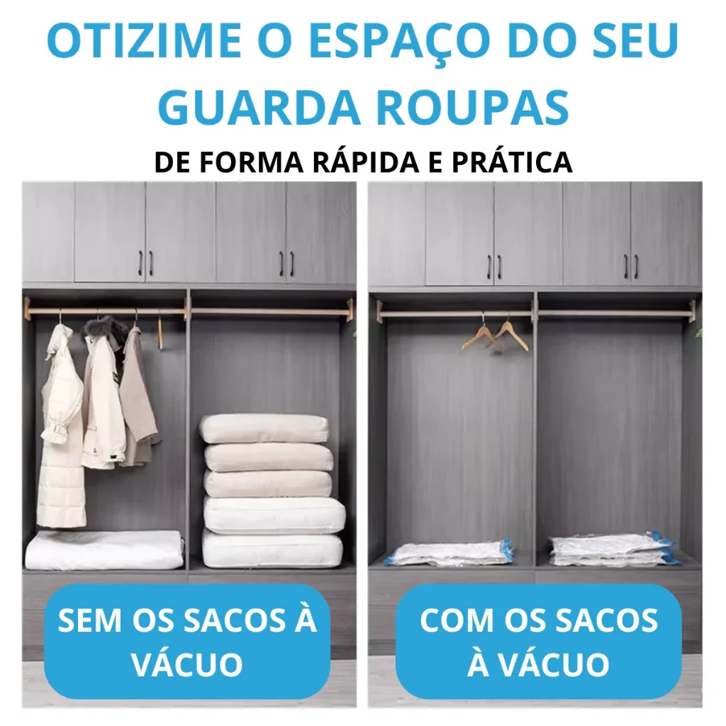Kit 5 Sacos a Vácuo para Roupas e Mala de Viagem, com ou sem Bomba - Imagem 3