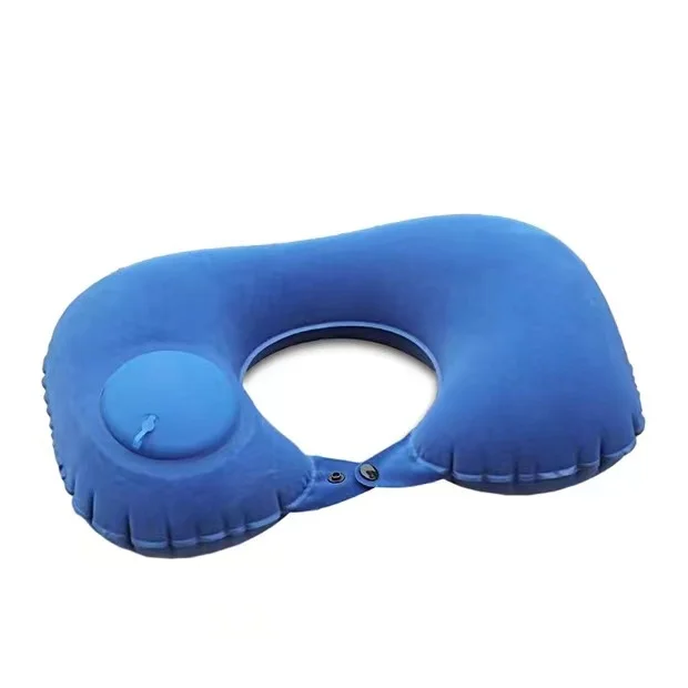 Almofada de pescoço inflável azul