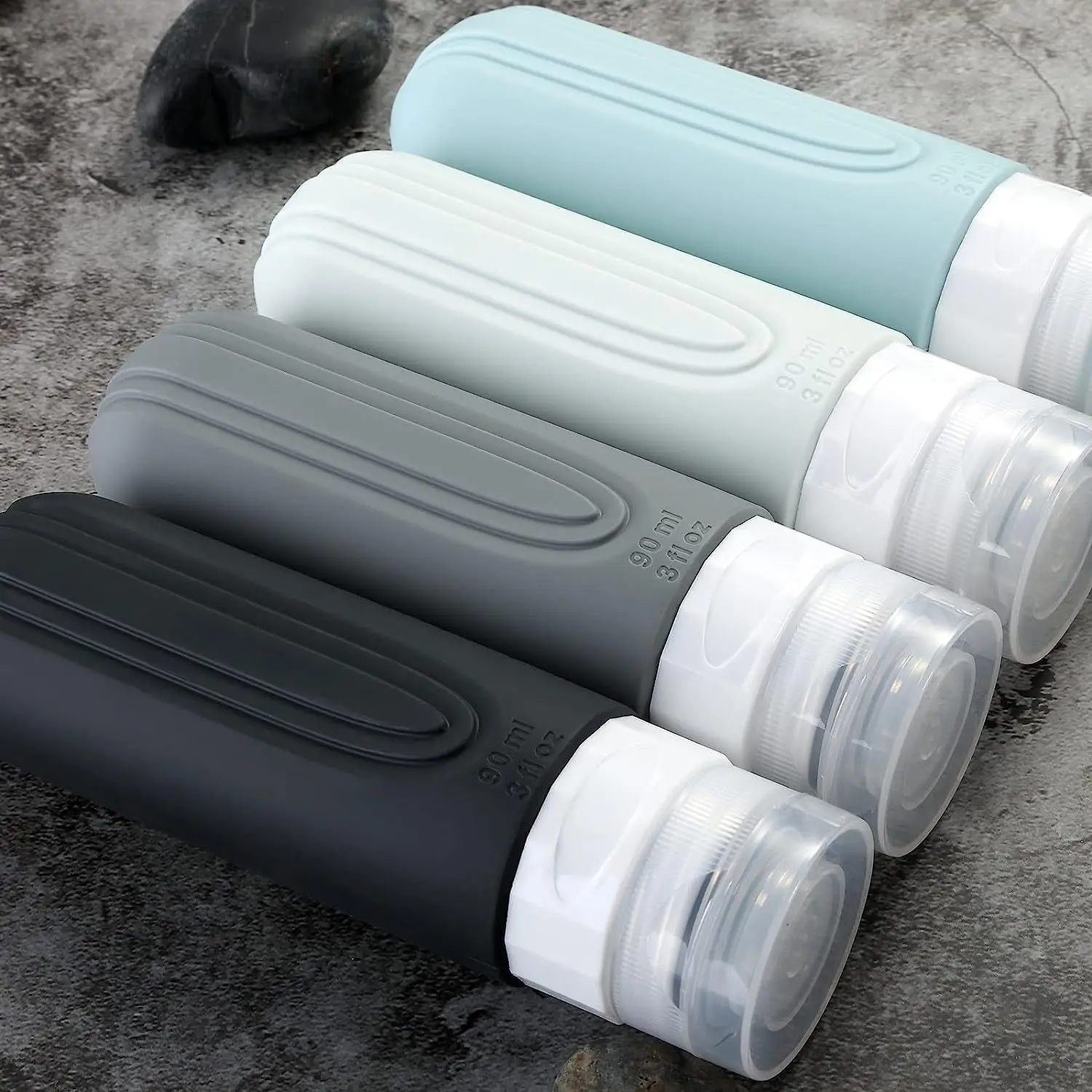 Kit Frascos de Silicone para Viagem com Necessaire Transparente (Enviado do Exterior) - Imagem 3