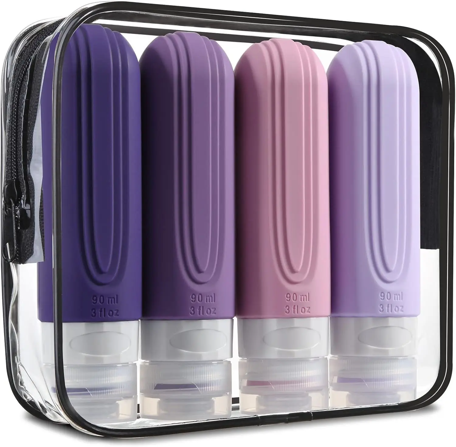 Kit Frascos de Silicone para Viagem com Necessaire Transparente (Enviado do Exterior) - Imagem 4