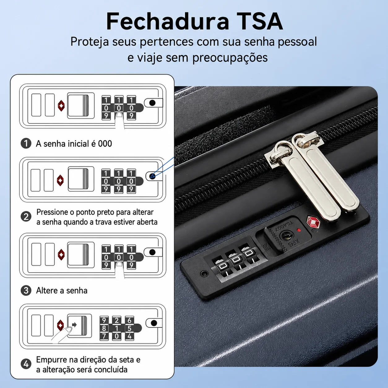 Cadeado com senha TSA da mala