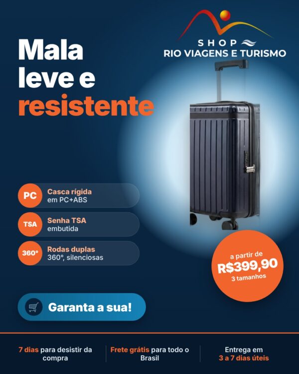 Mala de Viagem Rígida com Senha TSA e Rodas 360°, 20, 24 ou 28 Polegadas - Rio Viagens Shop