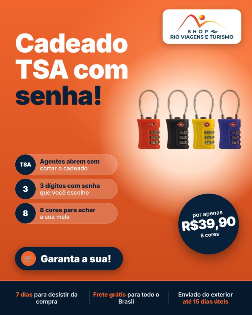Cadeado TSA de Senha com Cabo de Aço para Mala e Mochila (Enviado do Exterior) - Rio Viagens Shop