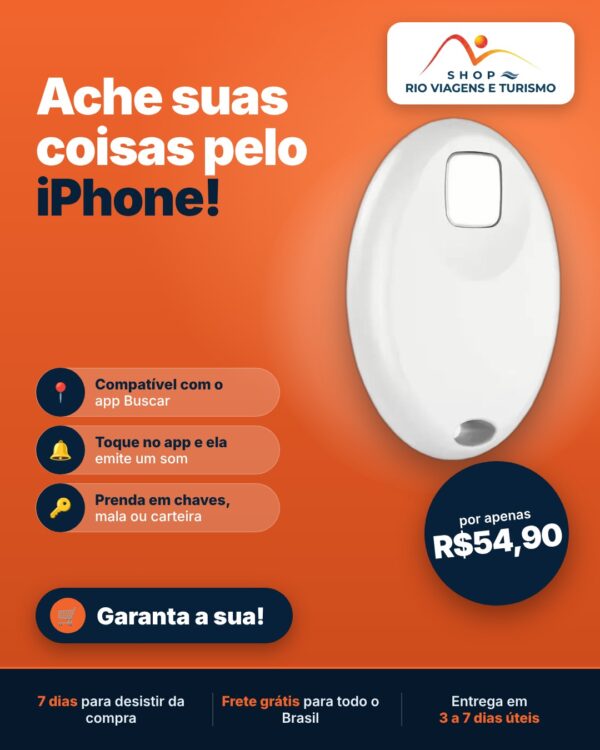Etiqueta Rastreadora Bluetooth Anti-Perda para iPhone, Compatível com o App Buscar - Rio Viagens Shop