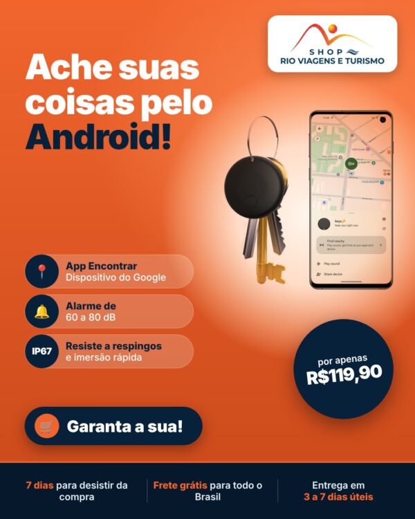 Rastreador Bluetooth para Android, Compatível com o App Encontrar Dispositivo do Google - Rio Viagens Shop