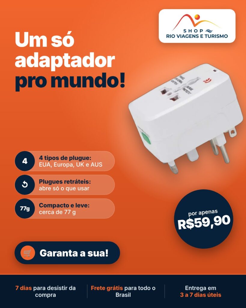 Adaptador de Tomada Universal de Viagem: Europa, EUA, Reino Unido e Austrália - Rio Viagens Shop