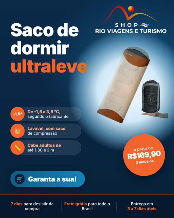 Saco de Dormir Térmico Ultraleve para Camping e Viagem, Lavável, com Saco de Compressão - Rio Viagens Shop