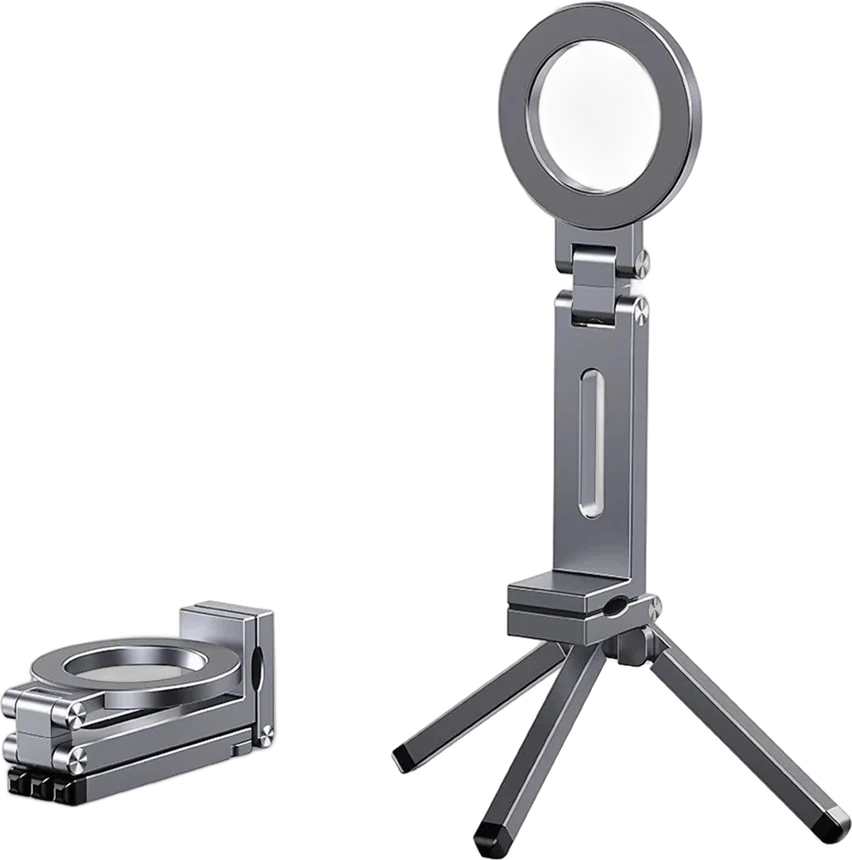 Suporte magnético dobrável para celular, aberto e compacto